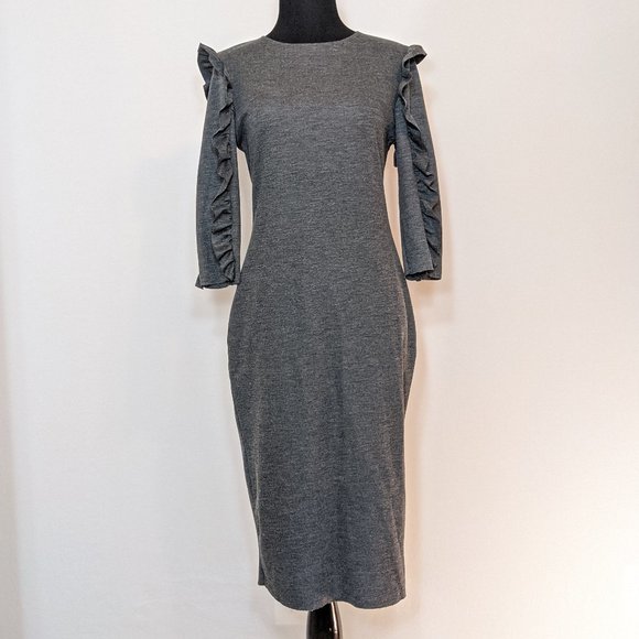 Zara Trafuluc Bodycon Ruffled Sleeve Midi Dress - Picture 1 of 6